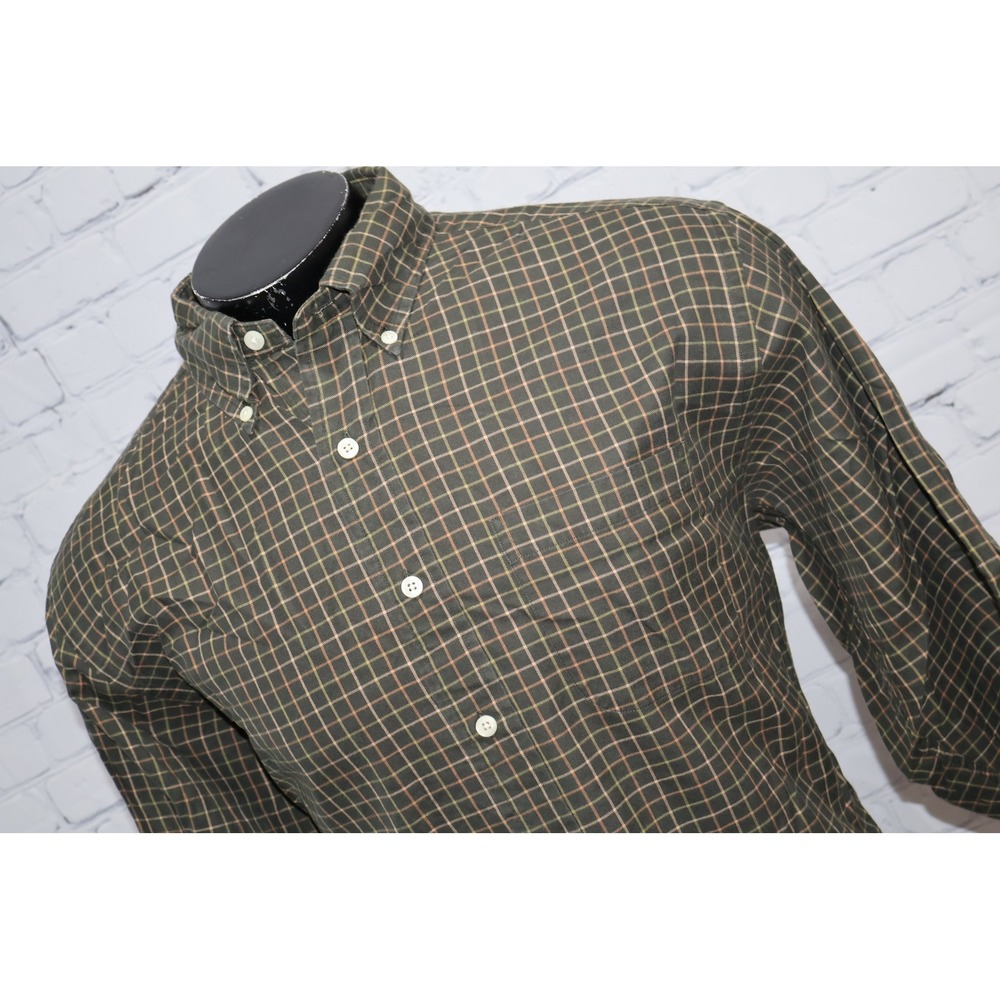 Brooks Brothers Button Down Dress Shirt Men Large Green Plaid Long Sleeve Cotton